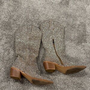 Sparkling Silver Women's Cowboy Boots